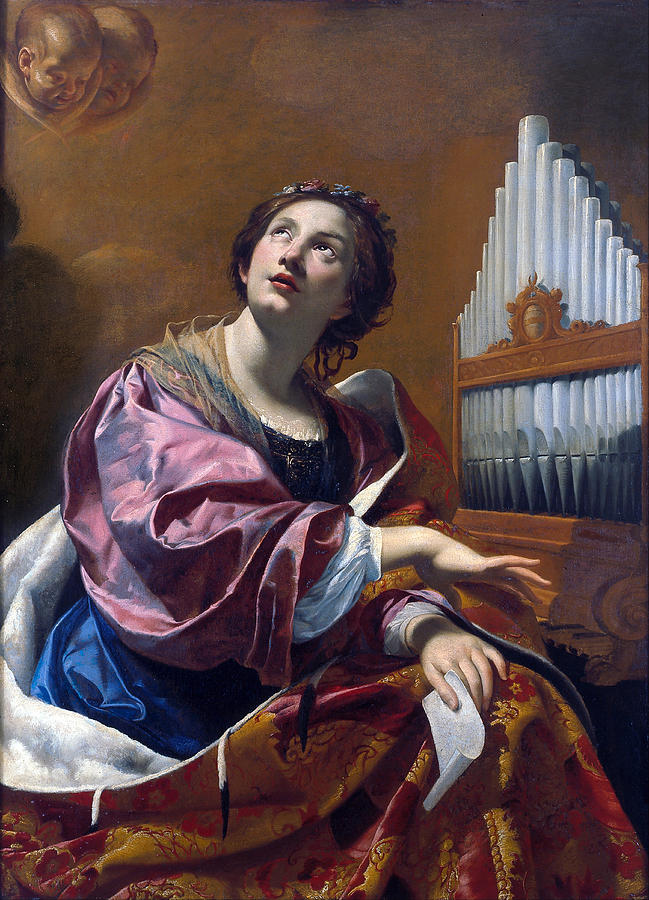 Simon Vouet Painting - Saint Cecilia by Simon Vouet