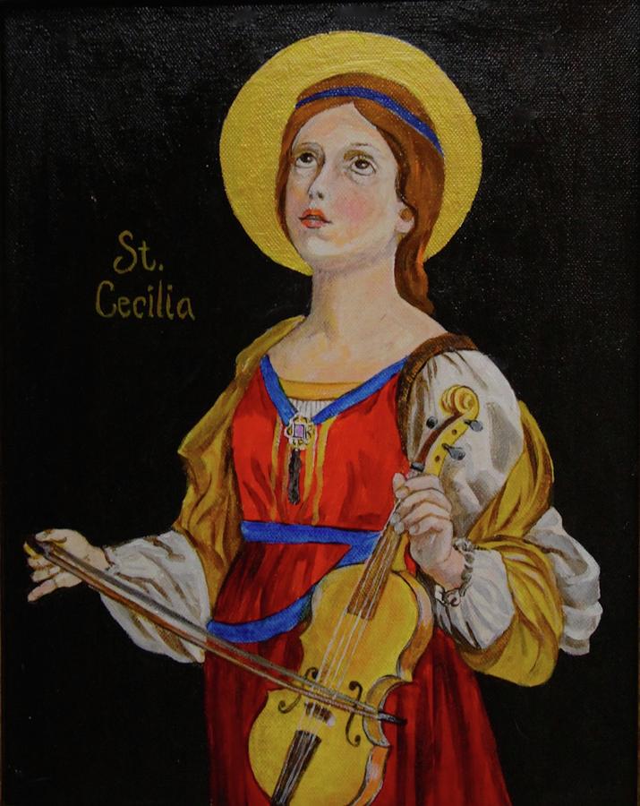 Violin Painting - Saint Ceilia and Violin  by Jan Mecklenburg