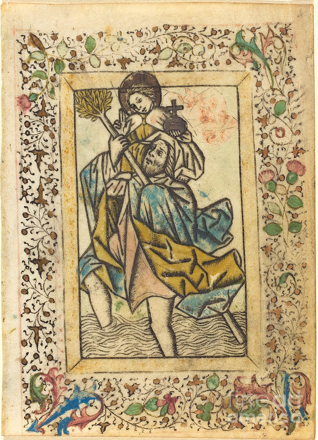 Saint Christopher Drawing by Master Of The Dutuit Mount Of Olives