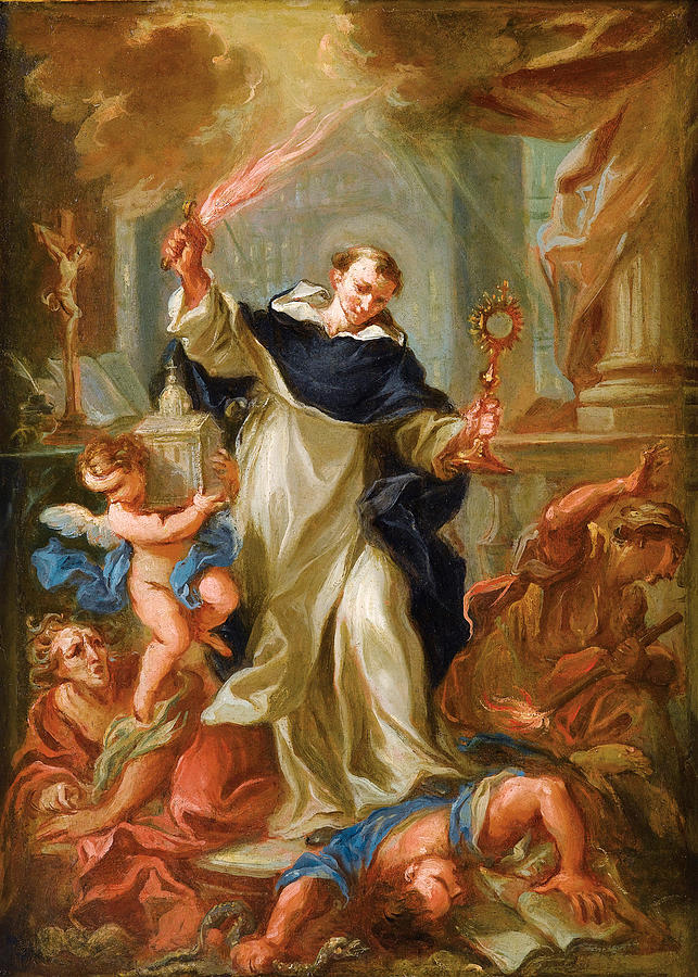 Saint Dominic against the Evil Painting by Attributed to Giuseppe Passeri