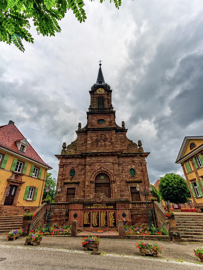 Saint-Erasme church and ww1 memorial, Uffholtz, Alsace, France Photograph by Elenarts - Elena Duvernay photo