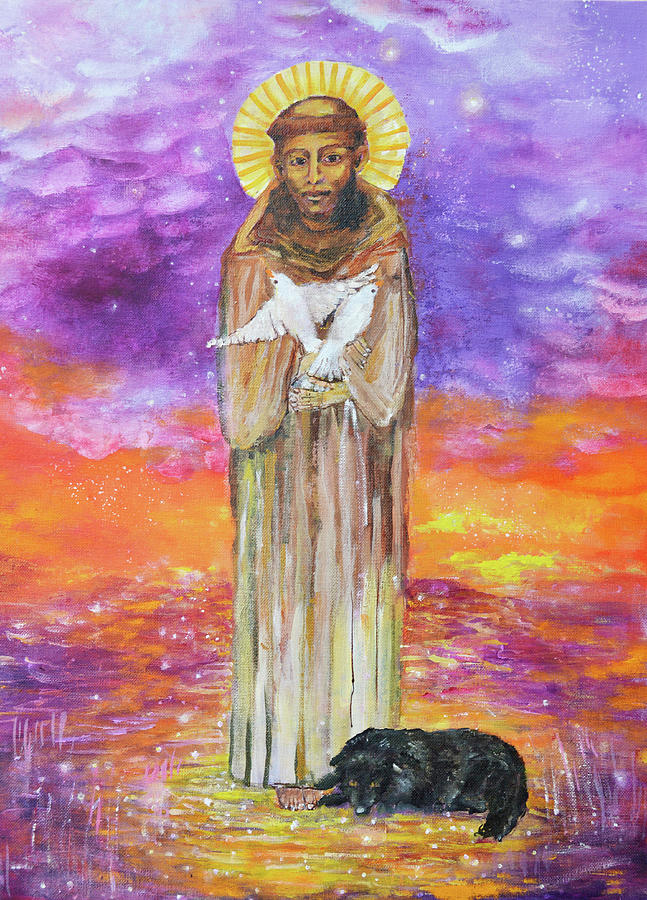 Saint Francis and The Wolf Painting by Ashleigh Dyan Bayer