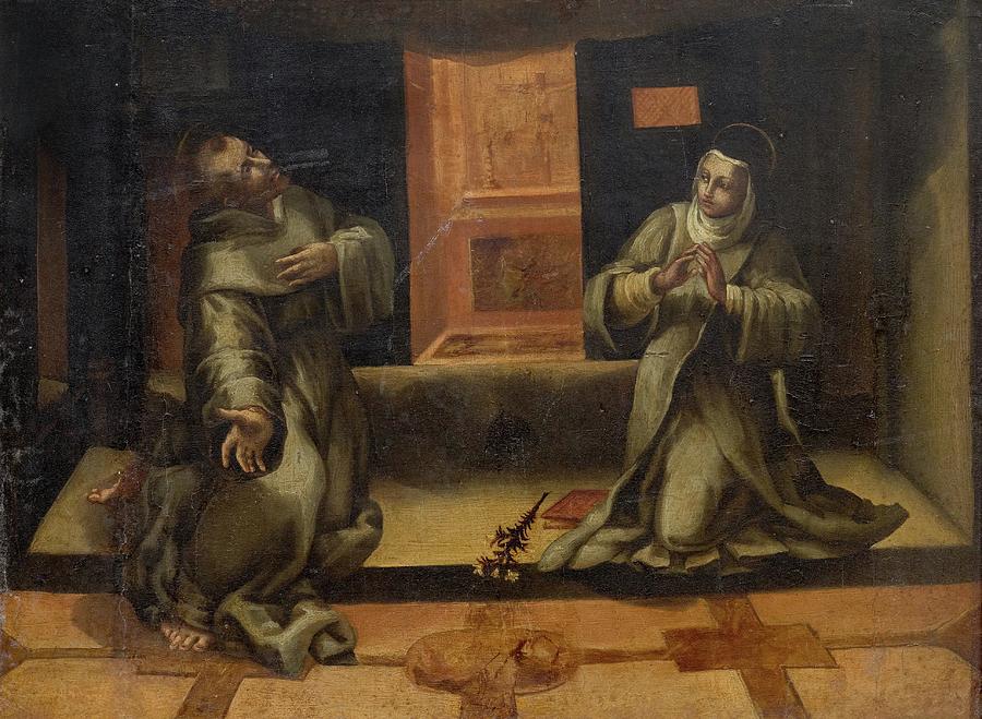  Saint Francis of Assisi and Saint Clare in an interior Painting by MotionAge Designs