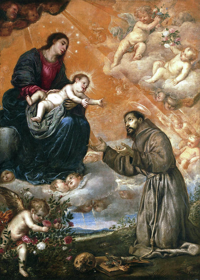 Saint Francis of Assisi in the Portiuncula Painting by Antonio de ...