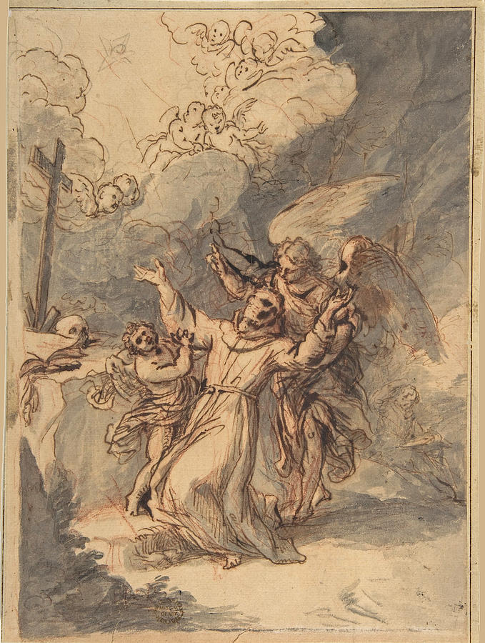 Saint Francis Receiving the Stigmata Drawing by Antonio de Pereda