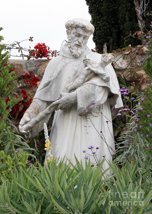 Saint Francis Statue in Carmel Mission Garden Photograph by Carol Groenen
