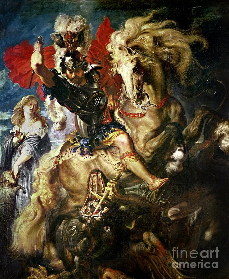 Dragon Painting - Saint George and the Dragon by Peter Paul Rubens