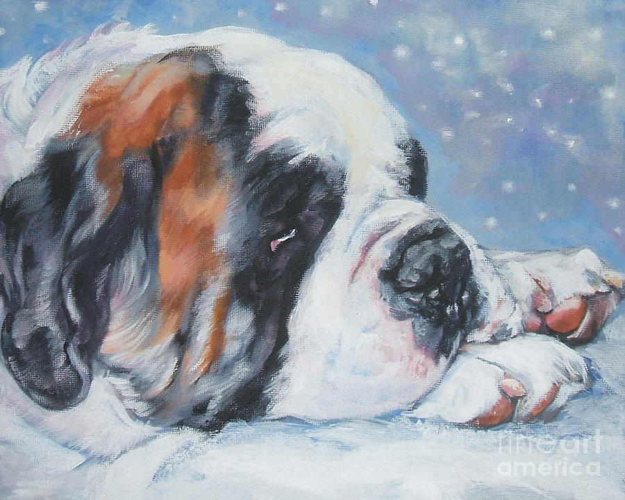 Saint in the snow Painting by Lee Ann Shepard
