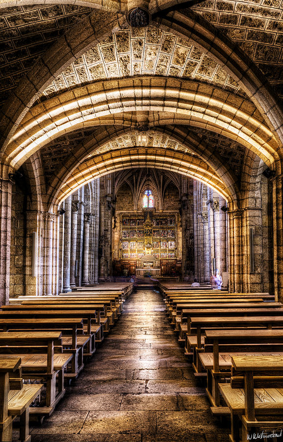 Saint Isidore - romanesque temple aisle and altar Photograph by Weston Westmoreland