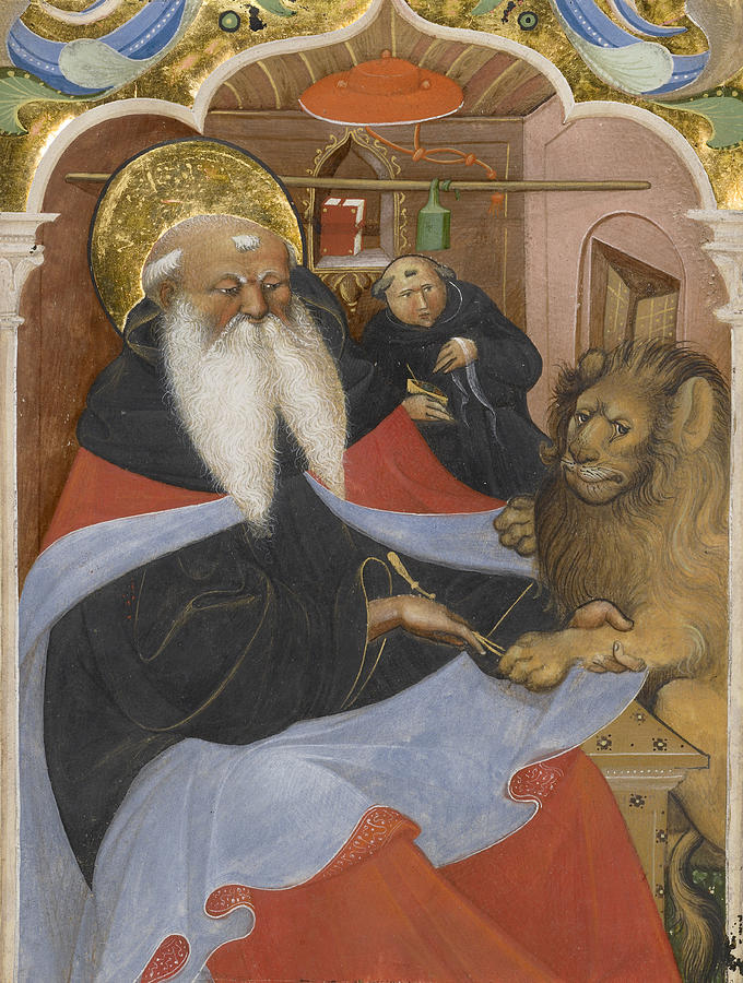 Saint Jerome Extracting a from a Lion's Paw Painting by Master of the Murano