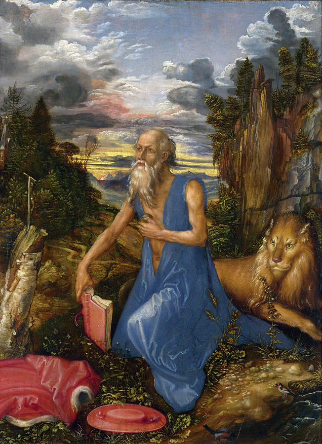 Saint Jerome in the wilderness  Painting by Albrecht Durer