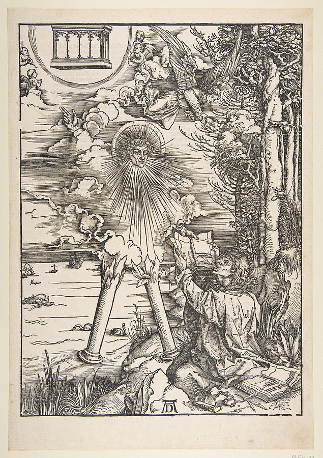 Saint John devouring the Book Drawing by Albrecht Duerer