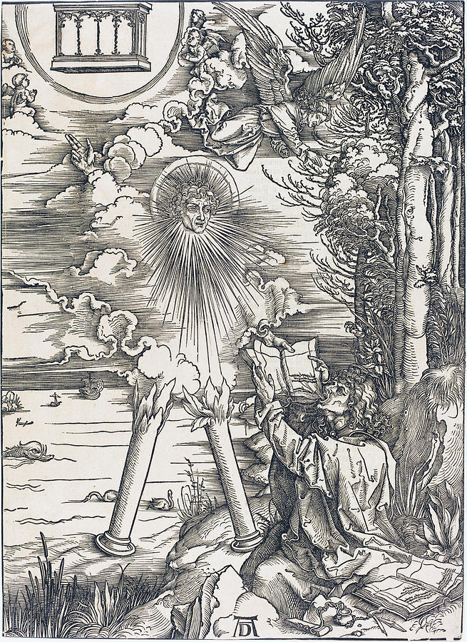 Saint John Devouring the Book Drawing by Albrecht Durer