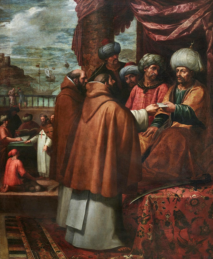 Saint John of Mata delivers the letters of the Pope to the King of Morocco Painting by Vincenzo Carducci