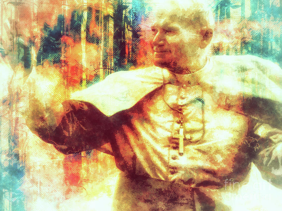 Saint John Paul II Mixed Media by Davy Cheng
