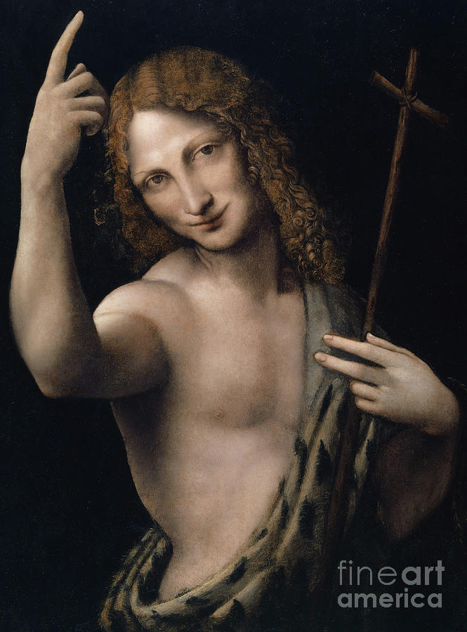 Saint John the Baptist,  circa 1505 Painting by Leonardo Da Vinci