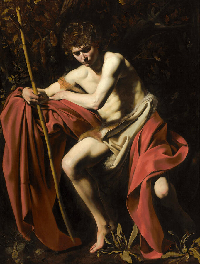 Caravaggio Painting - Saint John the Baptist in the Wilderness, from 1604-1605 by Caravaggio