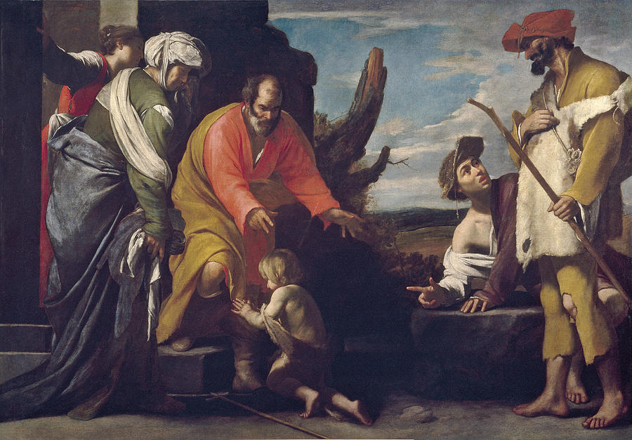 Saint John the Baptist says goodbye to his parents Painting by Massimo Stanzione