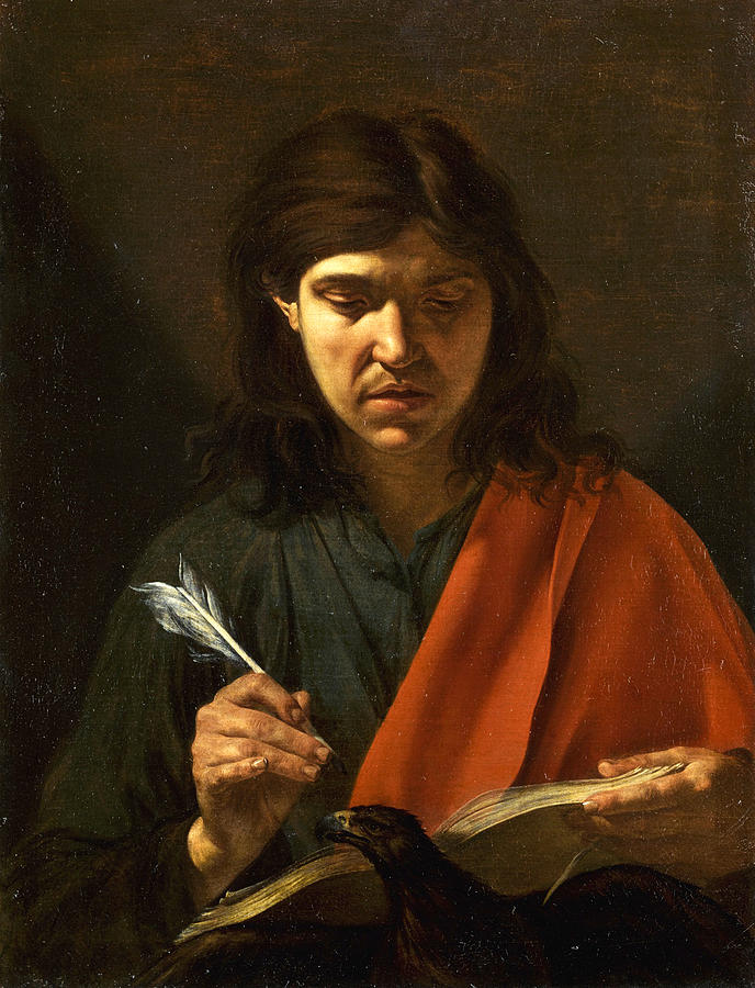 Saint John the Evangelist Painting by Follower of Michelangelo Merisi da Caravaggio