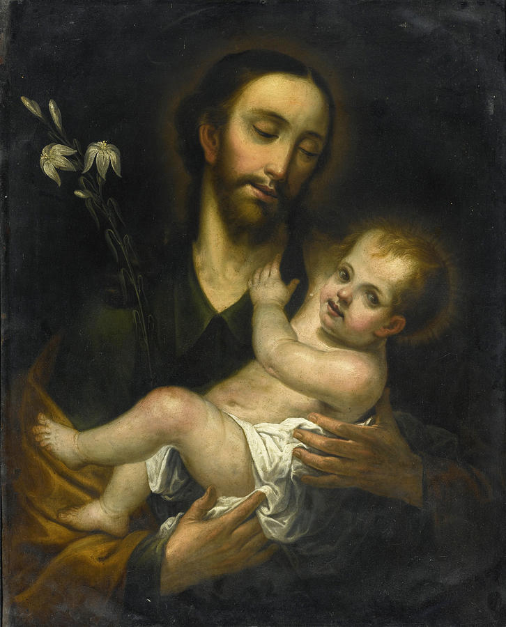 Saint Joseph and the Christ Child Painting by Miguel Cabrera