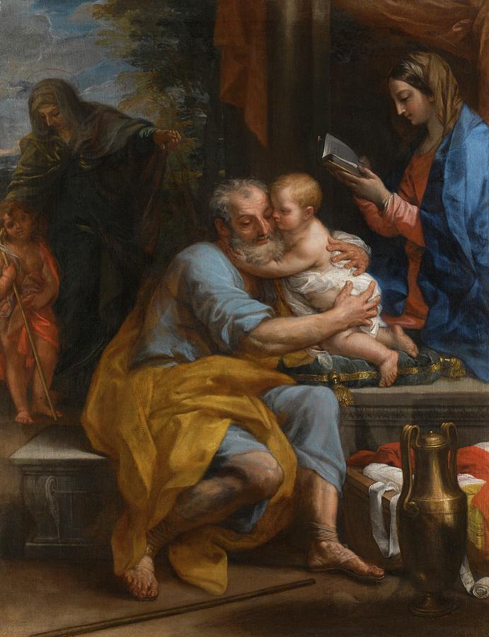 Saint Joseph Embracing The Christ Child Painting by Carlo Maratta