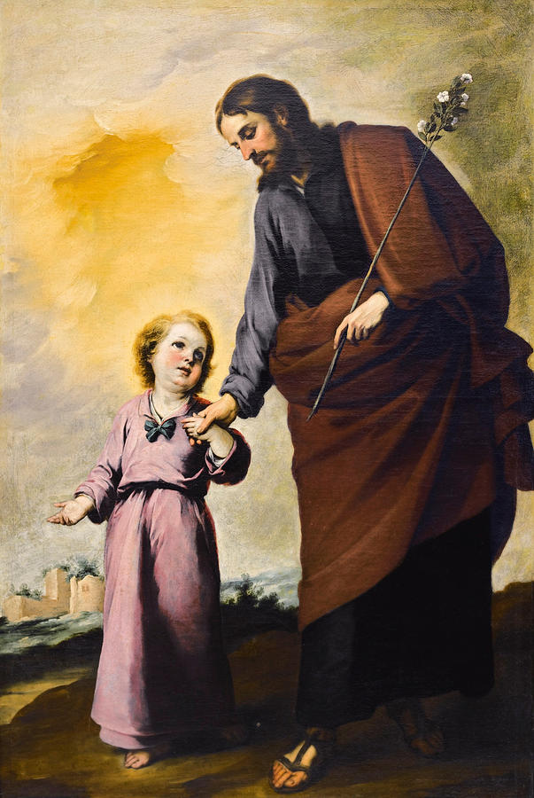 Saint Joseph with the Christ Child Painting by Bartolome Esteban Murillo