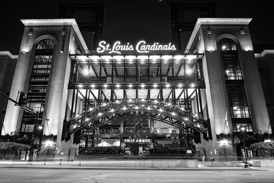 Echoes Of The Game At Saint Louis Ballpark - Black And White Photograph by Gregory Ballos
