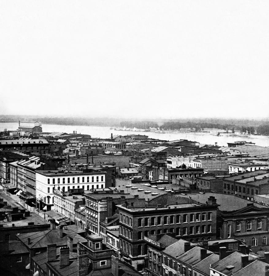 Saint Louis Missouri - Aerial view of commercial district - c 1860s Photograph by International  Images
