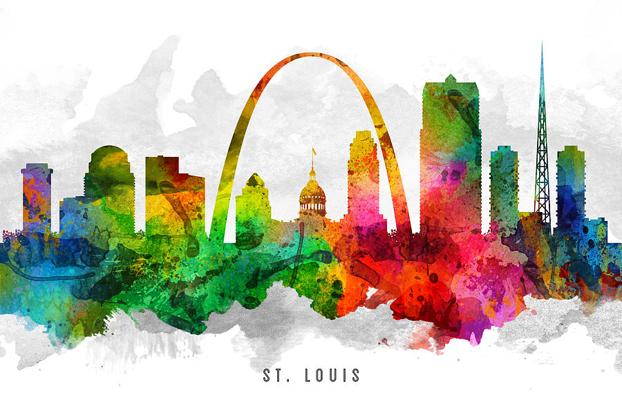 Skyline Painting - Saint Louis Missouri Cityscape 12 by Aged Pixel