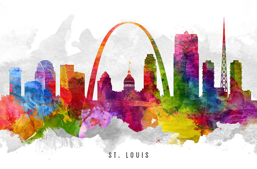 Skyline Painting - Saint Louis Missouri Cityscape 13 by Aged Pixel