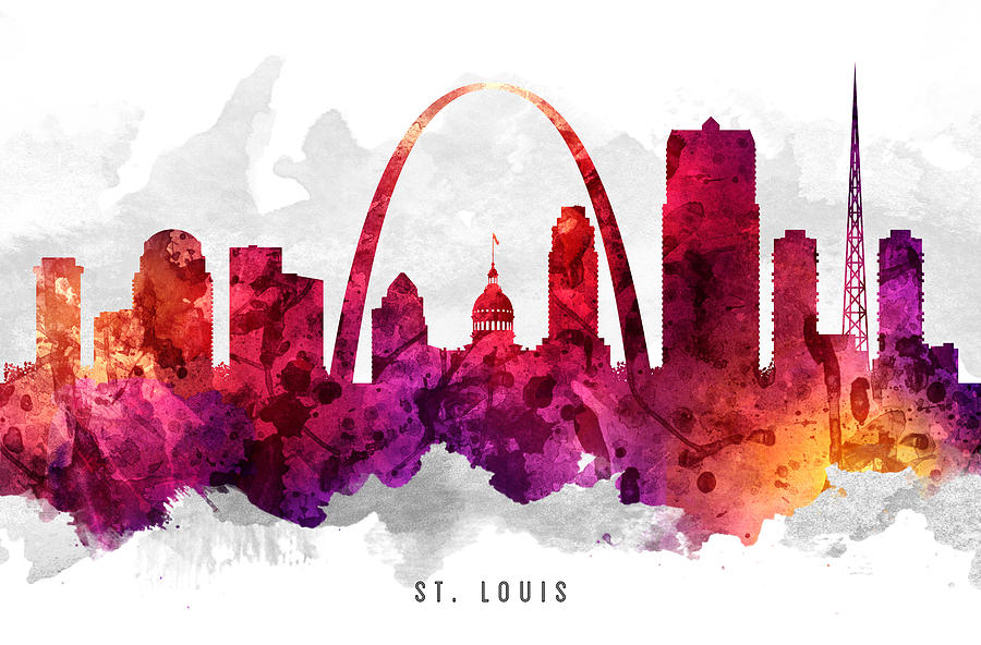 Skyline Painting - Saint Louis Missouri Cityscape 14 by Aged Pixel