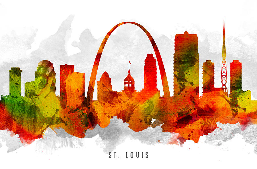 Skyline Painting - Saint Louis Missouri Cityscape 15 by Aged Pixel