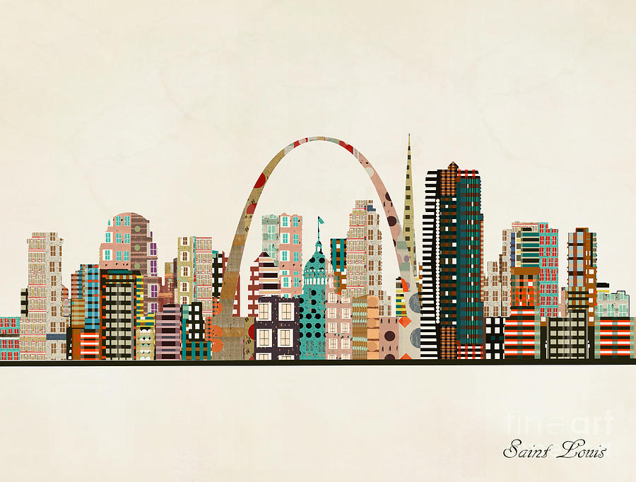 Saint Louis Skyline Painting by Bri Buckley