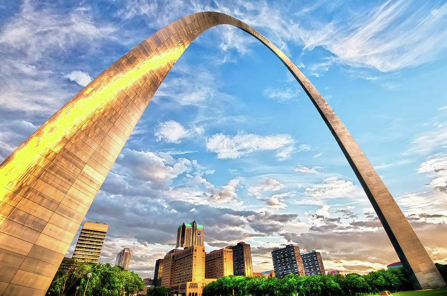 St Louis Skyline Photograph - Saint Louis Skyline Morning Under the Arch by Gregory Ballos