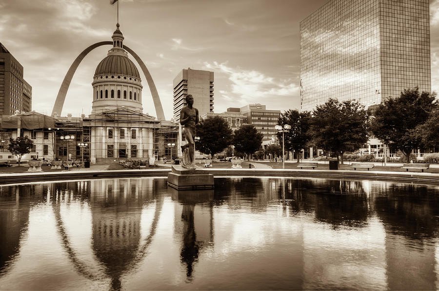 Architecture Photograph - Saint Louis Skyline - Sepia Edition by Gregory Ballos