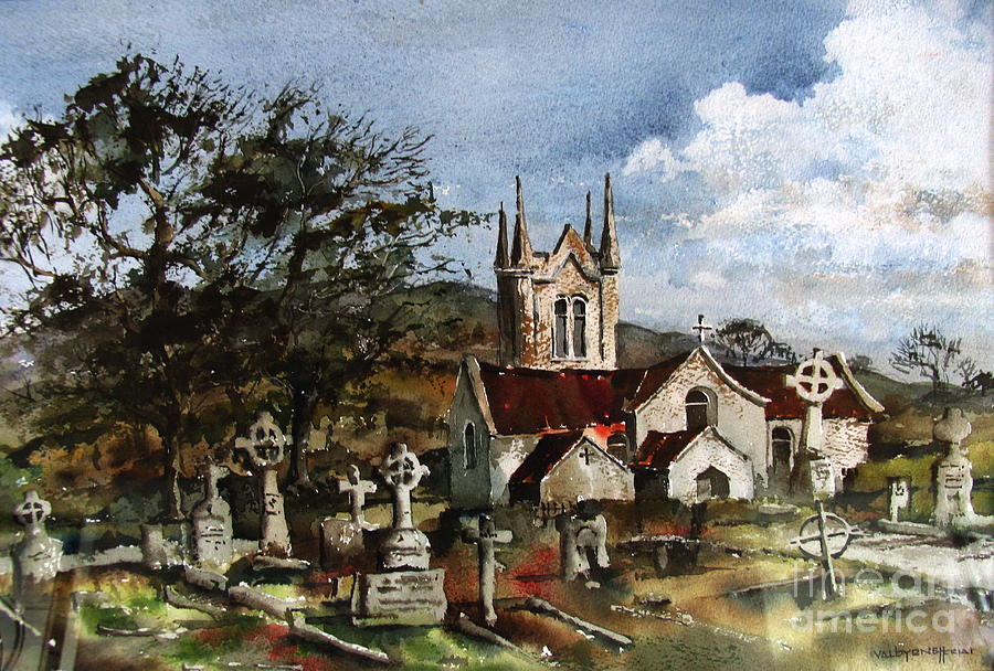 WICKLOW.. Saint Macanoges Church Painting by Val Byrne