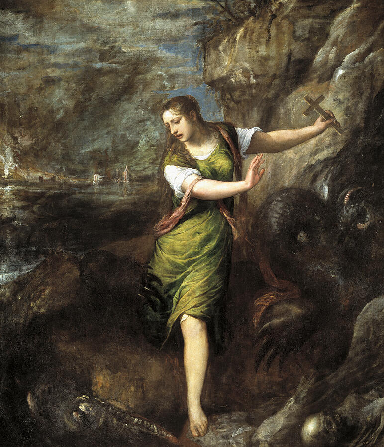 Saint Margaret, from circa 1556 Painting by Titian