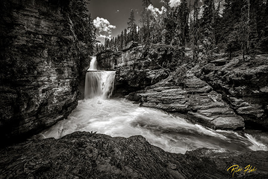 Saint Marys Waterfall BW Photograph by Rikk Flohr