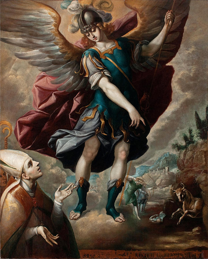 Saint Michael And The Bull Painting by Sebastian Lopez de Arteaga