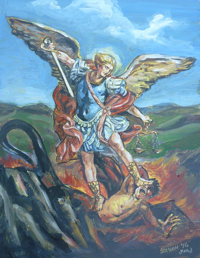 Saint Michael the Archangel Painting by Bryan Bustard