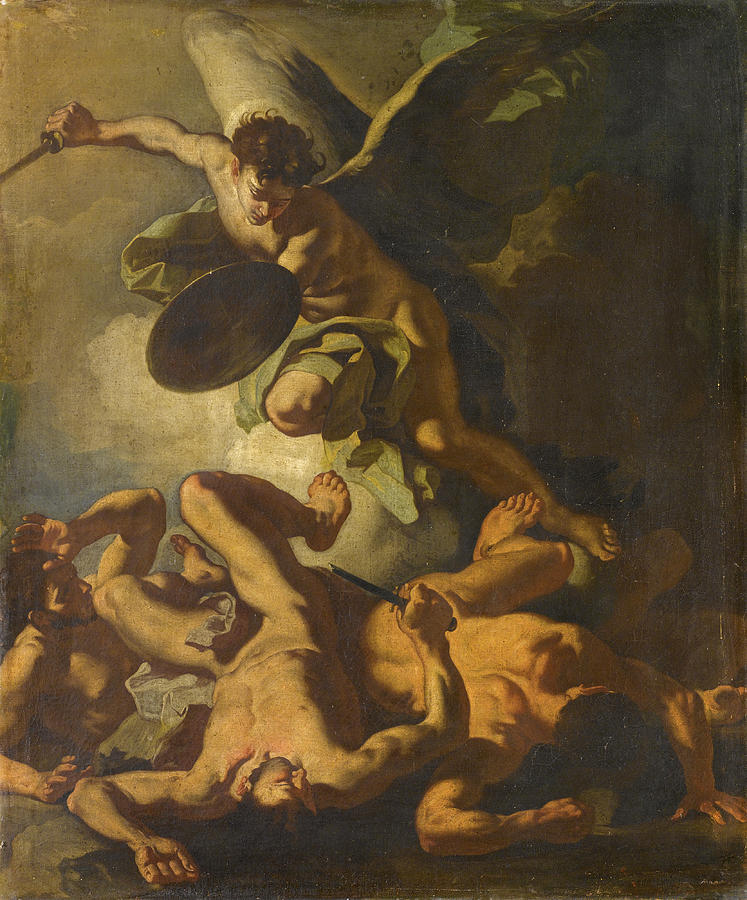 Saint Michael the Archangel Defeating the Rebel Angels Painting by Francesco Solimena