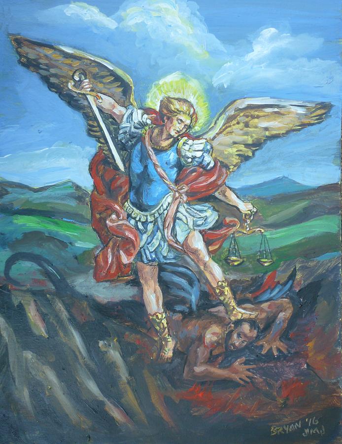 Saint Michael Version Three Painting by Bryan Bustard