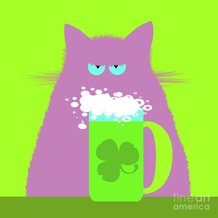 Saint Patricks Day Lilac Cat Digital Art