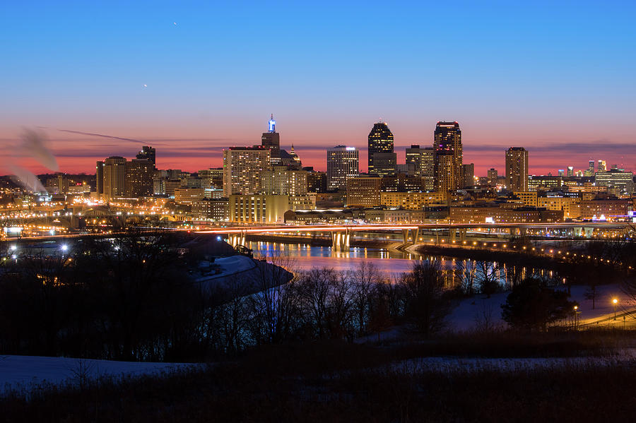 Saint Paul and Minneapolis skyline at dusk Photograph by Jay Smith