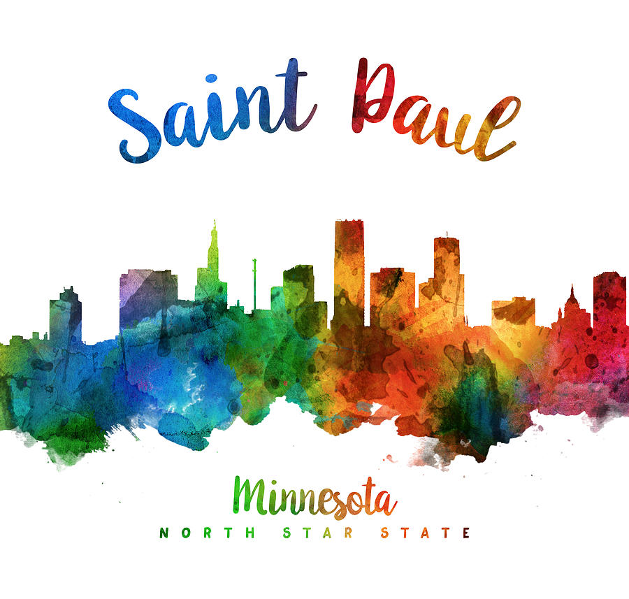 Skyline Painting - Saint Paul Minnesota Skyline 25 by Aged Pixel