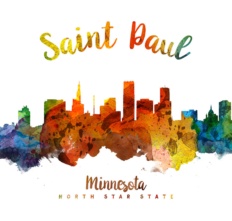 Skyline Painting - Saint Paul Minnesota Skyline 26 by Aged Pixel
