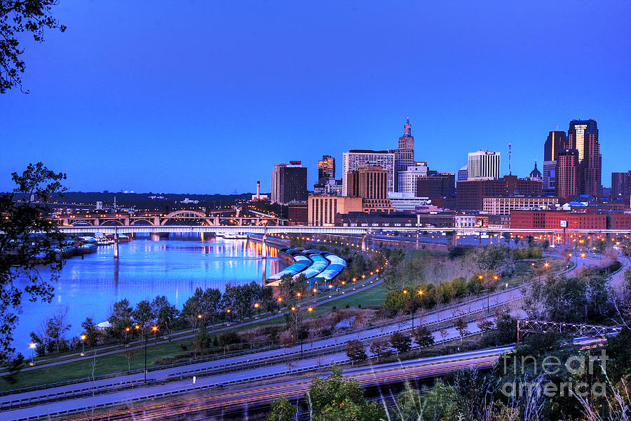 Saint Paul Minnesota Skyline Blue Morning Light Photograph by Wayne Moran