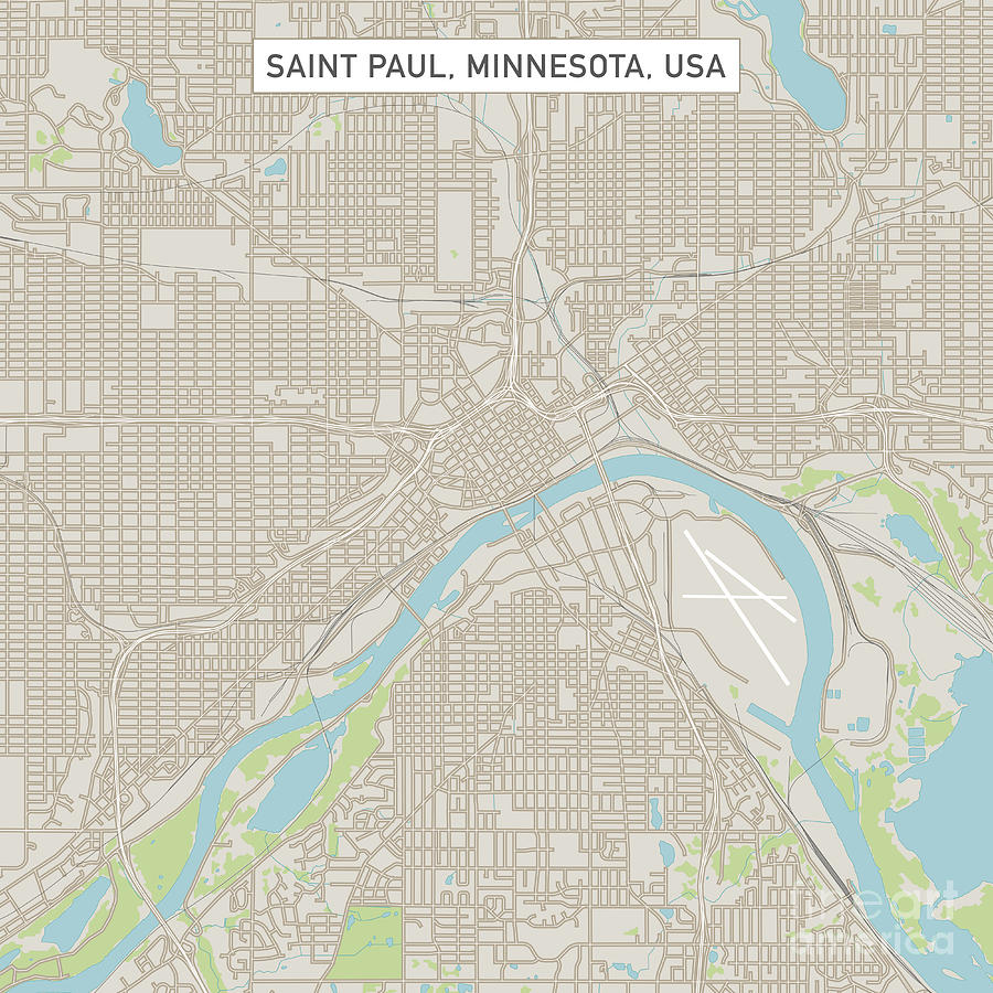 Saint Paul Minnesota Us City Street Map Digital Art By Frank Ramspott Pixels 9834