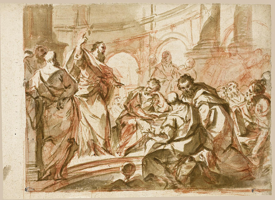 Saint Paul preaching at Athens Drawing by Giuseppe Bazzani