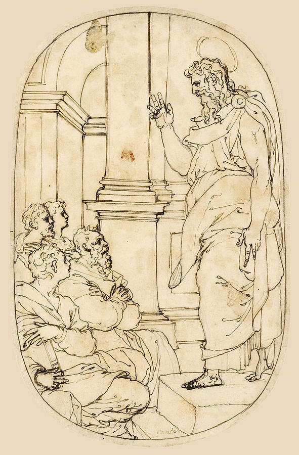Saint Paul preaching in Athens Drawing by Perino del Vaga